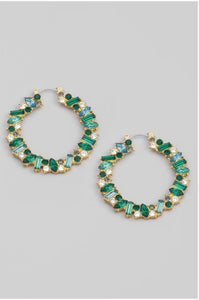 Crystal Jeweled Hoop Earrings