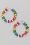 Crystal Jeweled Hoop Earrings