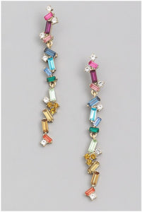 Crystal Baguette Dangle Drop Earrings