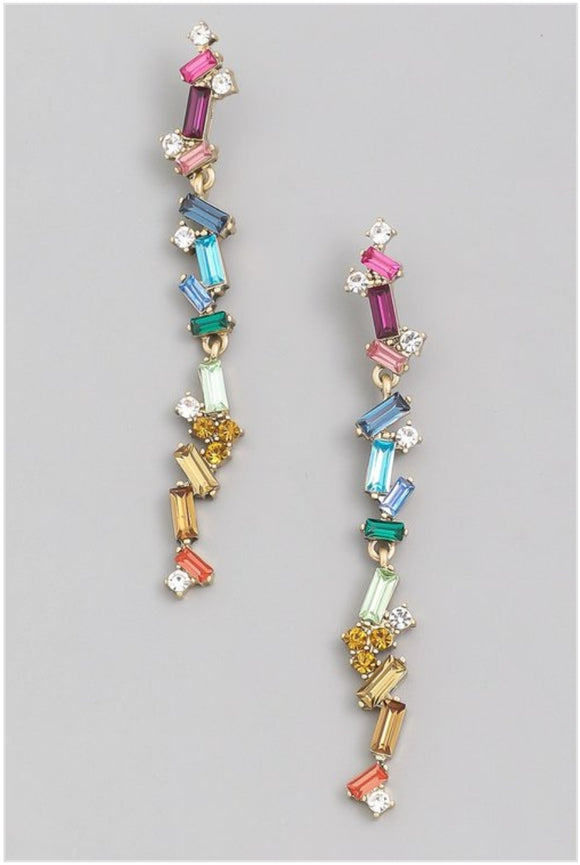 Crystal Baguette Dangle Drop Earrings